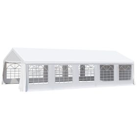 Outsunny 20x32ft Outdoor Party Tent Gazebo Canopy White Wedding Event with Removable Sidewalls